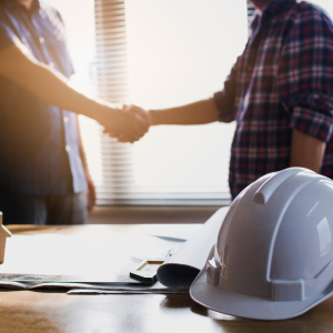 Shaking hands with a contractor